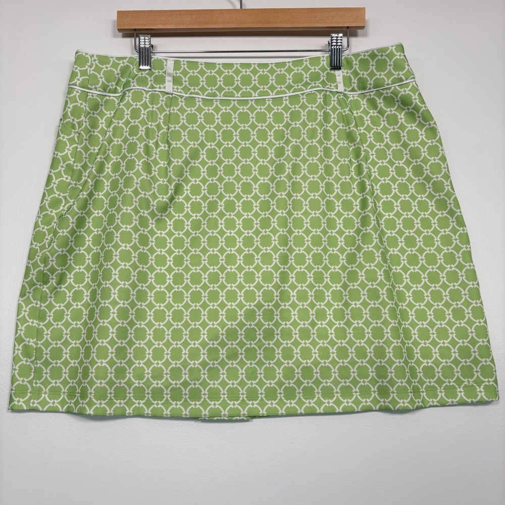 Tail Women Golf Skort 16 Green White Geometric Trellis Activewear Skirt Shorts - Picture 5 of 14